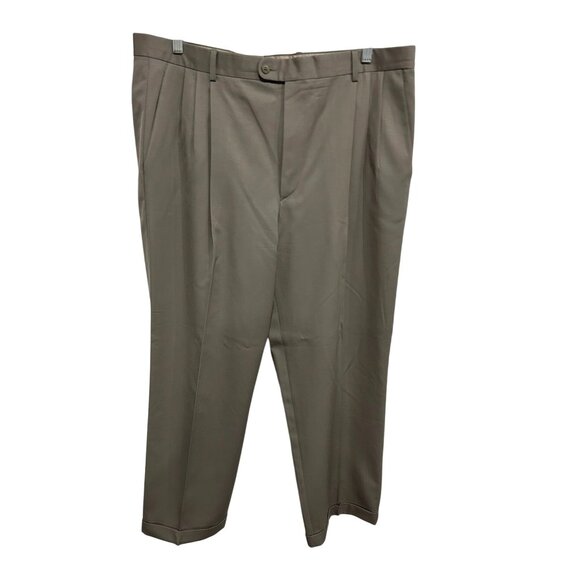 Mens Pure New Wool Pleated Dress Pants Brown Sz 40 x 30 - Picture 1 of 9